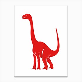 Red Dinosaur Silhouette 2 Canvas Print