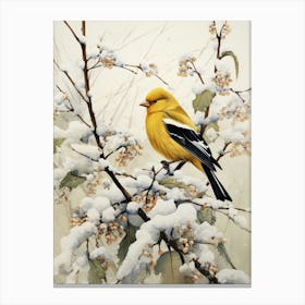 Winter Bird Painting American Goldfinch 4 Canvas Print