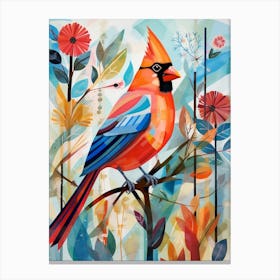 Bird Painting Collage Northern Cardinal 1 Canvas Print