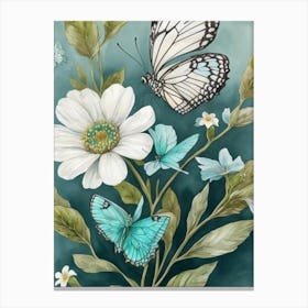 Butterflies And Flowers 5 Canvas Print