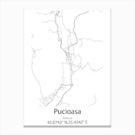 Pucioasa,Romania Minimalist Map Canvas Print