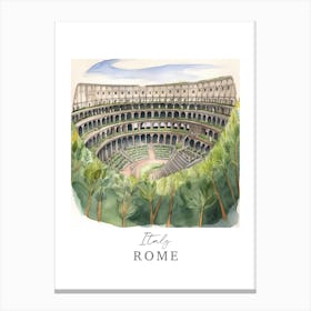 Italy, Rome Storybook 3 Travel Poster Watercolour Canvas Print