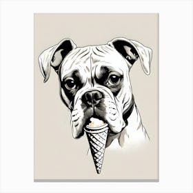 Boxer Dog With Ice Cream Cone Canvas Print