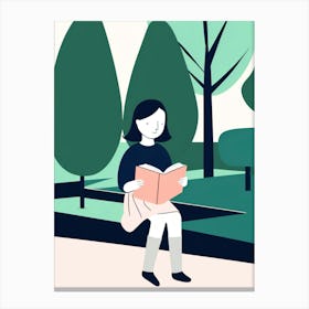 Illustration Of A Girl Reading A Book Canvas Print