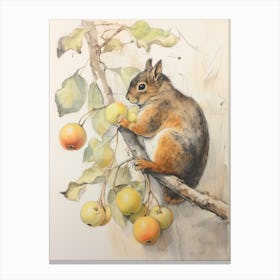 Storybook Animal Watercolour Squirrel 4 Canvas Print