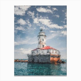 Old Lighthouse, Oil Painting Canvas Print