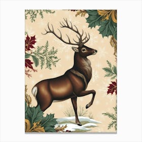 Deer In Winter Style William Morris Canvas Print