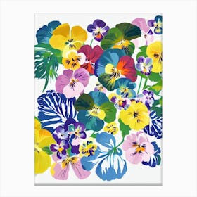 Pansy Modern Colourful Flower Canvas Print