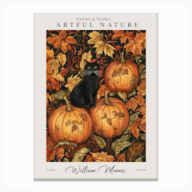 William Morris Cat With Pumpkins Autumn Fall Halloween Exhibition Canvas Print