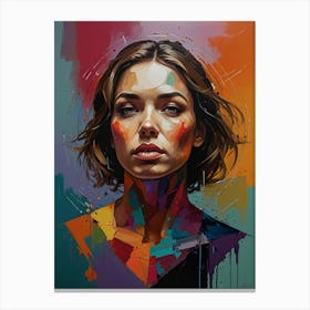 Woman With A Colorful Face Canvas Print