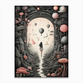 Girl Walks Through A Tunnel Canvas Print