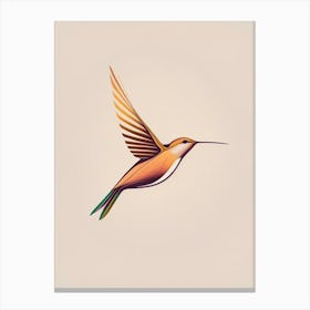 Hummingbird In Flight Retro Minimal Canvas Print