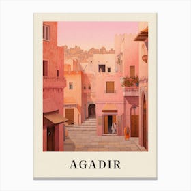 Agadir Morocco 3 Vintage Pink Travel Illustration Poster Canvas Print