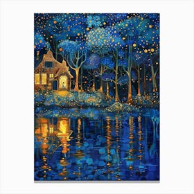 Starry Night By The Lake Canvas Print