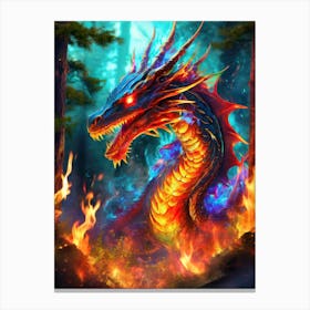 Fire Dragon In The Trees Canvas Print