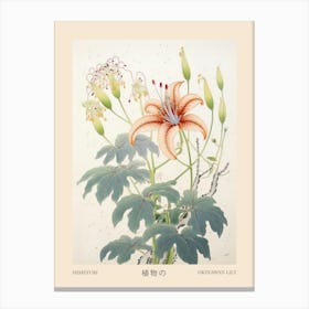 Himeyuri Okinawan Lily 4 Vintage Japanese Botanical Poster Canvas Print