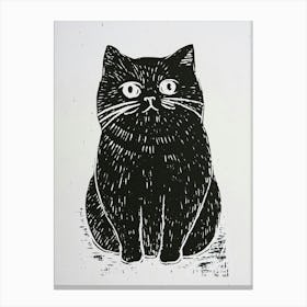 Scottish Fold Cat Linocut Blockprint 1 Canvas Print
