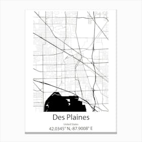 Des Plaines,United States Minimalist Map Canvas Print