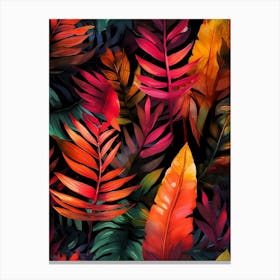 Tropical Leaves Seamless Pattern 4 Canvas Print