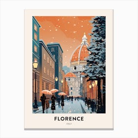 Winter Night  Travel Poster Florence Italy 3 Canvas Print