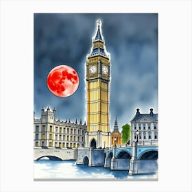 Big Ben And Moon Canvas Print