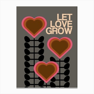 Let Love Grow Grey Canvas Print