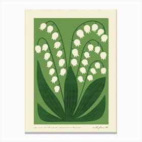 Lily of the Valley Modern-Retro White and Green Wild Flower Art Print Canvas Print