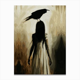 Dark Silhouette With Raven In Shadows Canvas Print