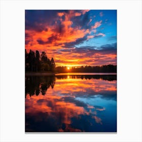 Lake Reflecting the Sunset Canvas Print
