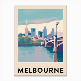 Melbourne Vintage Travel Poster Canvas Print