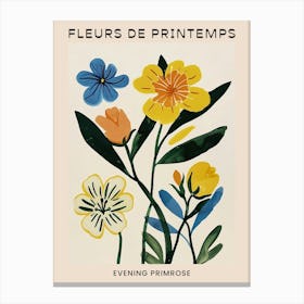Spring Floral French Poster  Evening Primrose 1 Canvas Print