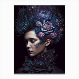 Punk Woman With Flowers On Her Head Canvas Print