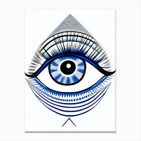 Celestial Eye, Symbol, Third Eye Blue & White 1 Canvas Print