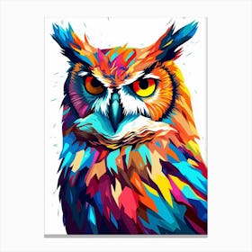 Colourful Geometric Bird Great Horned Owl 2 Canvas Print