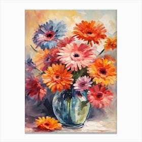 Orange Gerbera Flowers in a Glass Vase #2 Canvas Print