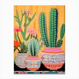 Cactus Painting Maximalist Still Life Fishhook Cactus 3 Canvas Print