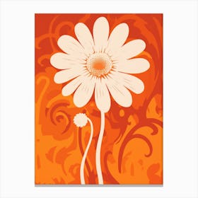 Daisy On Orange Background Canvas Print