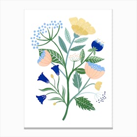 Scandi Flower Pastels Gouache Painting Canvas Print