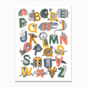 Animal Alphabet Nursery Kids Room Canvas Print