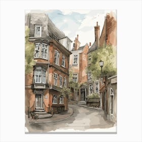 Spitalfields London Neighborhood Watercolour 4 Canvas Print