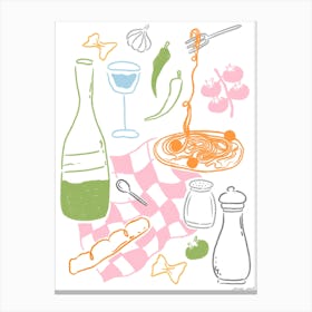 Pastel Italian Food Canvas Print