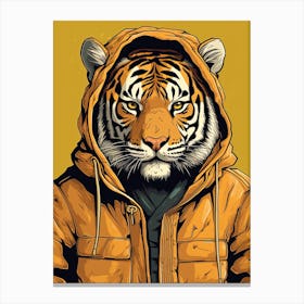 Tiger Illustrations Wearing A Windbreaker 4 Canvas Print