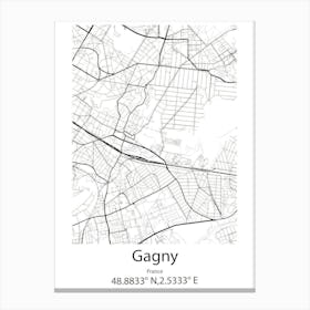 Gagny,France Minimalist Map Canvas Print