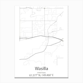 Wasilla,United States Minimalist Map Lienzo