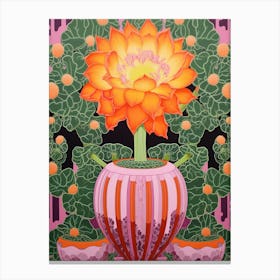 Mexican Style Cactus Illustration Lophophora Williamsii Cactus 1 Canvas Print