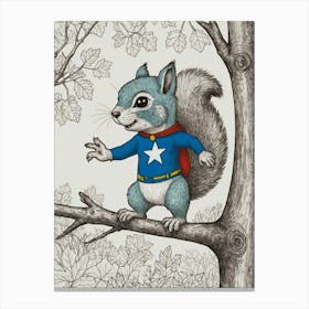 Squirrel In Superhero Costume Canvas Print