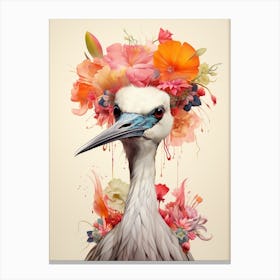 Bird With A Flower Crown Crane 2 Canvas Print