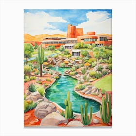 Sanctuary On Camelback Mountain Resort & Spa   Scottsdale, Arizona   Resort Storybook Illustration 1 Canvas Print