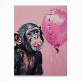 Cute Chimpanzee 2 With Balloon Canvas Print