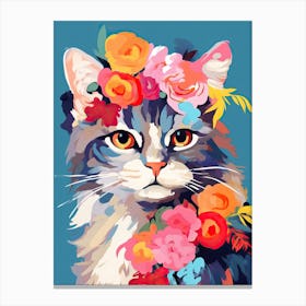 Laperm Cat With A Flower Crown Painting Matisse Style 4 Canvas Print